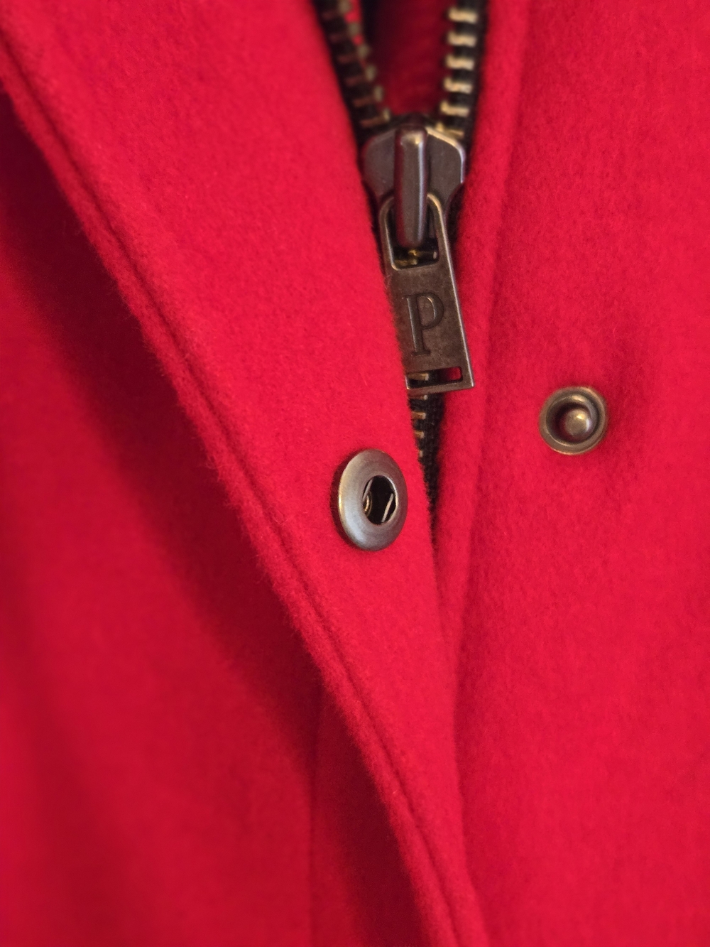 Pendleton Red Wool Blend Stand Collar Coat Hidden Zip Snap Jacket XL - Picture 6 of 10